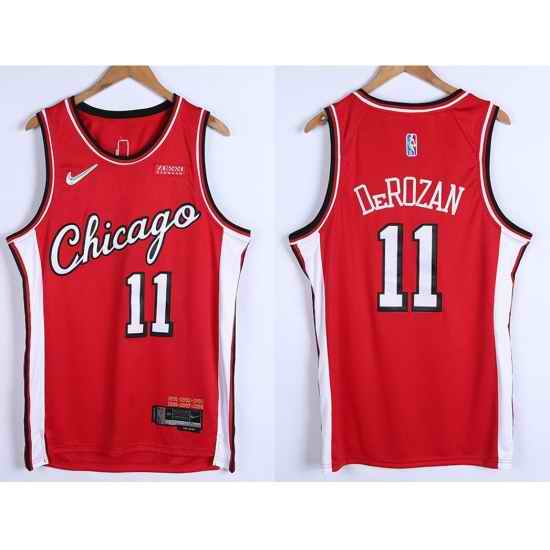 Men Chicago Bulls #11 DeMar DeRozan 75th Anniversary Red Edition Swingman Stitched Basketball Jersey->chicago bulls->NBA Jersey