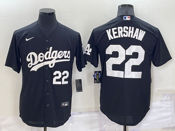 Men's Los Angeles Dodgers #22 Clayton Kershaw Black Cool Base Stitched Baseball Jersey->los angeles dodgers->MLB Jersey