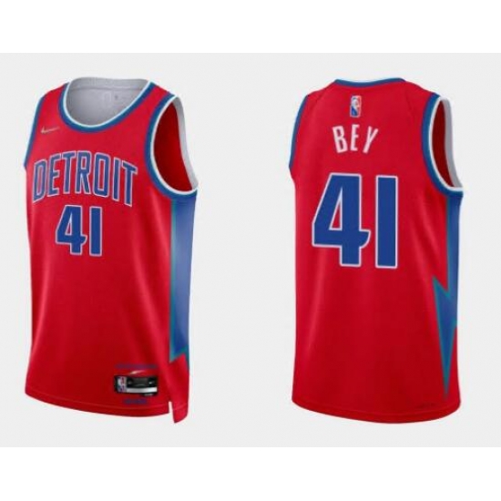 Men Nike Detroit Pistons 41 Saddiq Bey Red NBA Swingman 2020 #21 City Edition Jersey->boston celtics->NBA Jersey