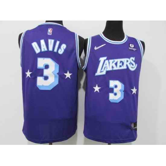 Men's Los Angeles Lakers #3 Anthony Davis Nike Purple 2021-22 Swingman City Jersey->golden state warriors->NBA Jersey