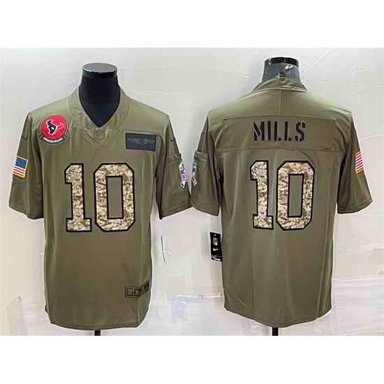 Men Houston Texans #10 Davis Mills Olive Camo Salute To Service Limited Stitched Jersey->dallas cowboys->NFL Jersey
