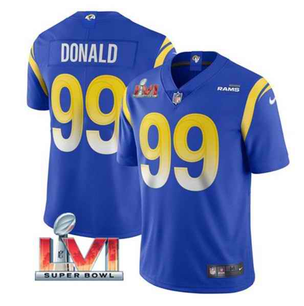 Nike Rams #99 Aaron Donald Royal 2022 Super Bowl LVI Vapor Limited Jersey->cincinnati bengals->NFL Jersey