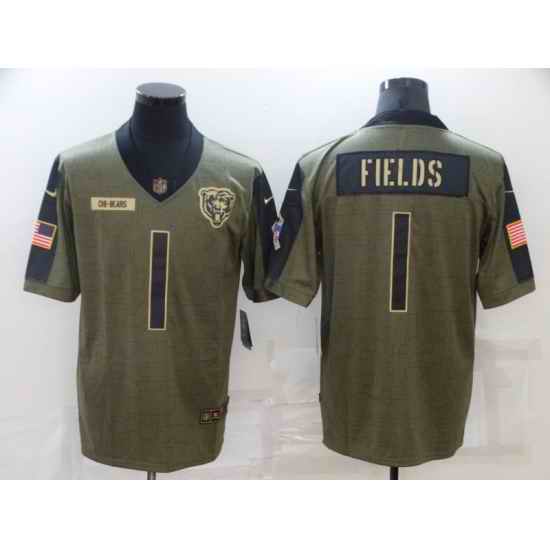 Men's Chicago Bears #1 Justin Fields 2021 Salute To Service Limited Jersey->new england patriots->NFL Jersey