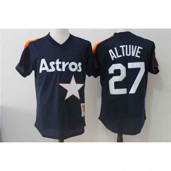 Men Mitchell and Ness 1988 Houston Astros #27 Jose AltuveJose altuve Navy Blue Throwback MLB Jersey->houston astros->MLB Jersey