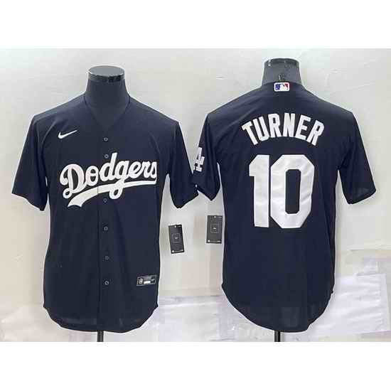 Men Los Angeles Dodgers #10 Justin Turner Black Cool Base Stitched Jersey->los angeles dodgers->MLB Jersey