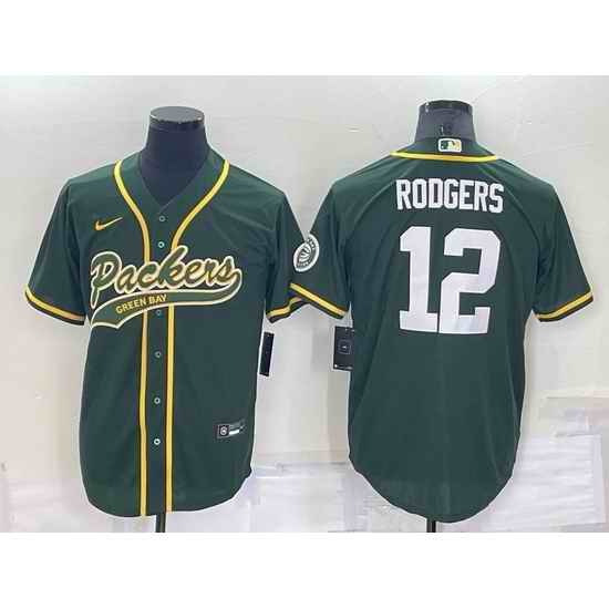 Men Green Bay Packers #12 Aaron Rodgers Green Cool Base Stitched Baseball Jersey->houston astros->MLB Jersey