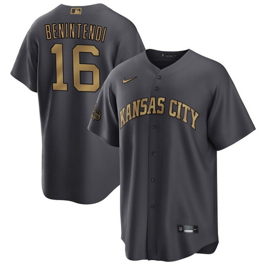 Men Kansas City Royals #16 Andrew Benintendi 2022 All Star Charcoal Cool Base Stitched Baseball Jersey->houston astros->MLB Jersey