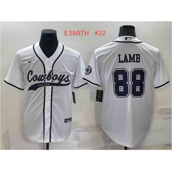 Men's Dallas Cowboys #22 Emmitt Smith White Stitched Cool Base Nike Baseball Jersey->kansas city chiefs->NFL Jersey