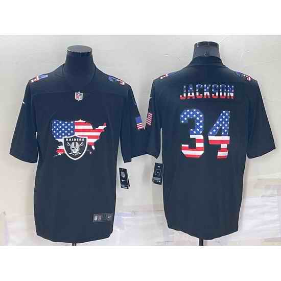 Men Las Vegas Raiders #34 Bo Jackson Black USA Flag Limited Stitched Jersey->dallas cowboys->NFL Jersey