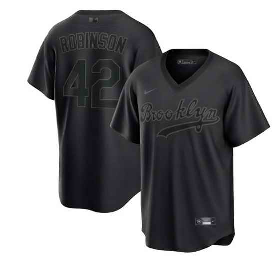 Men Brooklyn Dodgers #42 Jackie Robinson Black Pitch Black Fashion Replica Stitched Jersey->houston astros->MLB Jersey