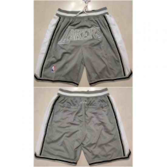 Men Los Angeles Lakers Gray Shorts Run Small->san antonio spurs->NBA Jersey