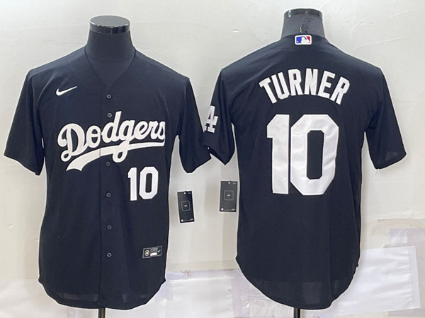 Men's Los Angeles Dodgers #10 Justin Turner Black Cool Base Stitched Jersey->los angeles dodgers->MLB Jersey