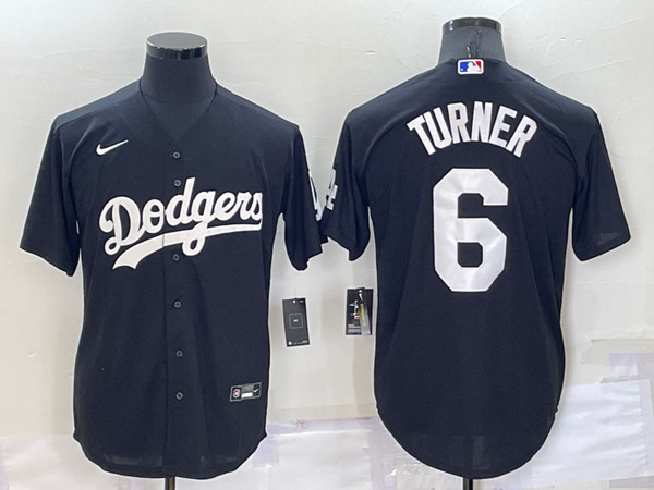 Men's Los Angeles Dodgers #6 Trea Turner Black Cool Base Stitched Baseball Jersey->los angeles dodgers->MLB Jersey