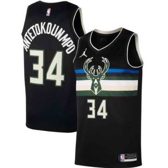 Youth Milwaukee Bucks Giannis Antetokounmpo Black Jordan Brand Jersey->chicago bulls->NBA Jersey
