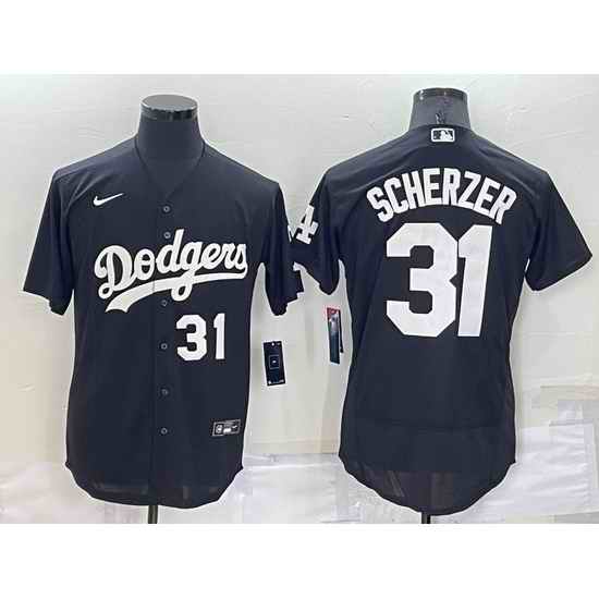 Men Los Angeles Dodgers #31 Max Scherzer Black Flex Base Stitched Baseball Jersey->los angeles dodgers->MLB Jersey