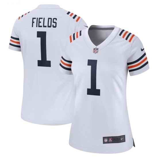 Women's Chicago Bears #1 Justin Fields Nike White 2021 NFL Draft First Round Pick Alternate Classic Limited Jersey->buffalo bills->NFL Jersey