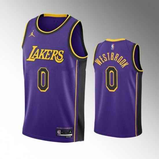 Men Los Angeles Lakers #0 Russell Westbrook Statement Edition Purple Stitched Basketball Jersey->golden state warriors->NBA Jersey