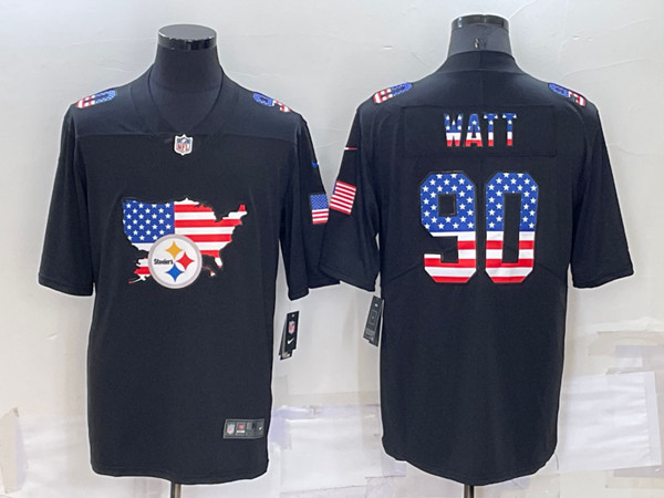 Men's Pittsburgh Steelers #90 T.J. Watt Black USA Flag Limited Stitched Jersey->philadelphia eagles->NFL Jersey