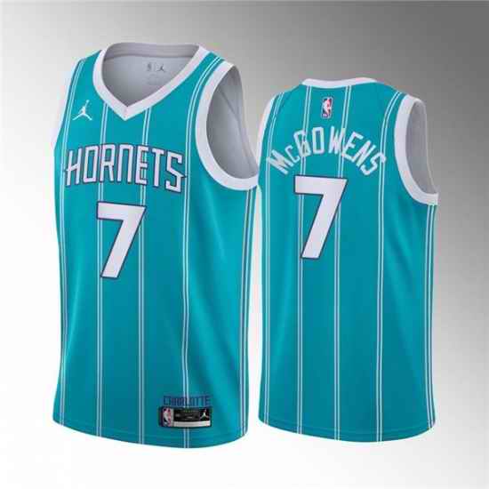 Men's Charlotte Hornets #7 Bryce McGowens Aqua Stitched Basketball Jersey->chicago bulls->NBA Jersey
