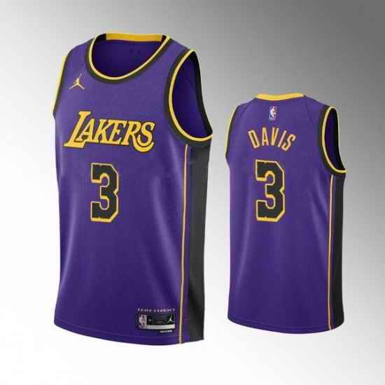 Men Los Angeles Lakers #3 Anthony Davis Statement Edition Purple Stitched Basketball Jersey->golden state warriors->NBA Jersey