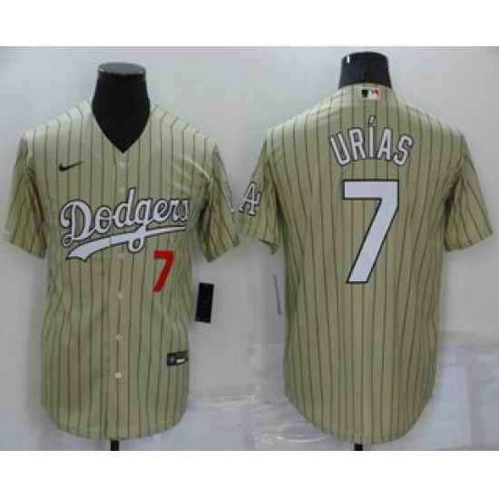 Men's Los Angeles Dodgers #7 Julio Urias Cream Pinstripe Stitched MLB Cool Base Nike Jersey->los angeles dodgers->MLB Jersey