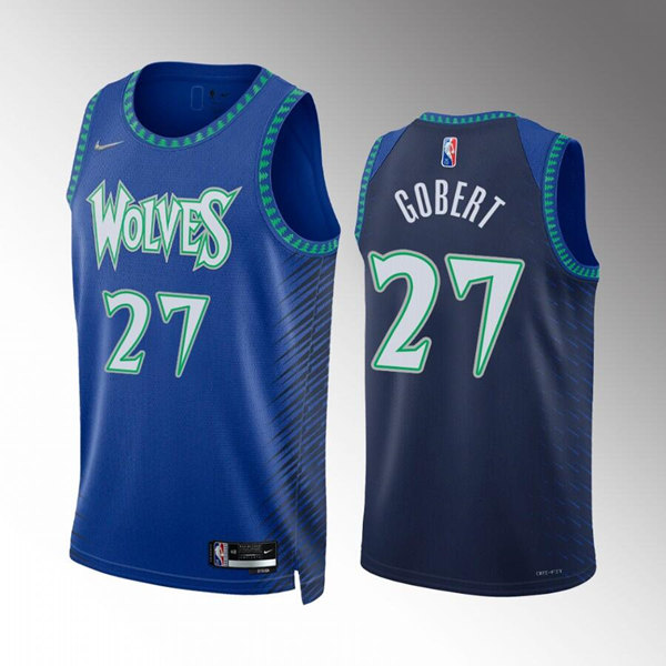 Men's Minnesota Timberwolves #27 Rudy Gobert 2021/22 Blue City Edition 75th Anniversary Swingman Stitched Jersey->oklahoma city thunder->NBA Jersey