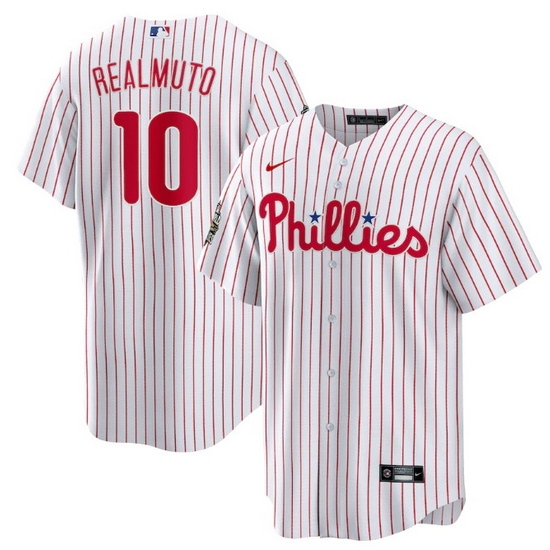 Men Philadelphia Phillies #10 J T Realmuto White 2022 World Series Cool Base Stitched Baseball Jersey->houston astros->MLB Jersey