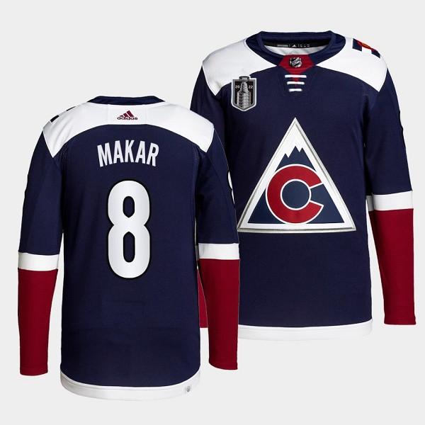 Men's Colorado Avalanche #8 Cale Makar Navy 2022 Stanley Cup Final Patch Stitched Jersey->colorado avalanche->NHL Jersey