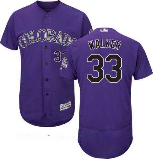 Men's Colorado Rockies #33 Larry Walker Purple Flex Base Jersey->atlanta braves->MLB Jersey