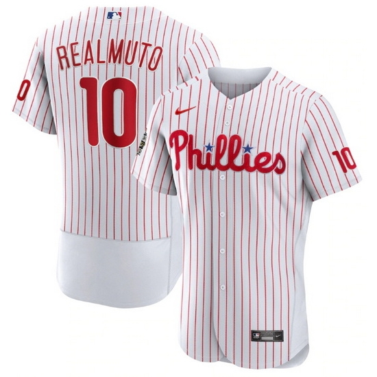Men Philadelphia Phillies #10 J T Realmuto White 2022 World Series Flex Base Stitched Baseball Jersey->philadelphia phillies->MLB Jersey