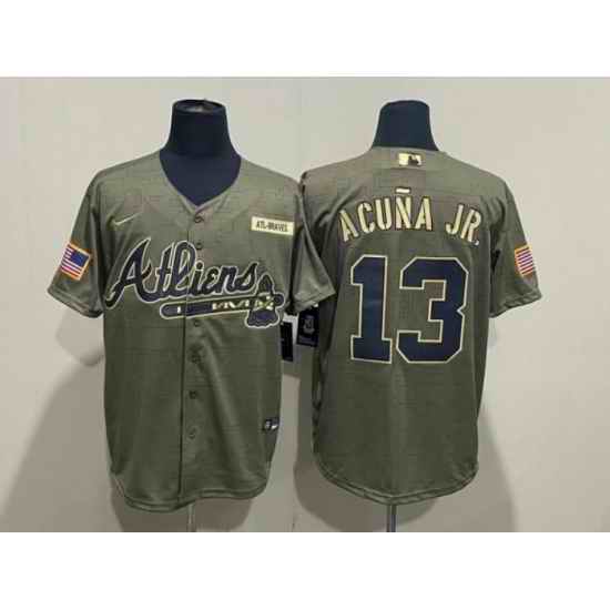 Men Atlanta Braves #13 Ronald Acuna Jr 2021 Camo Salute To Service Cool Base Stitched Jersey->houston astros->MLB Jersey
