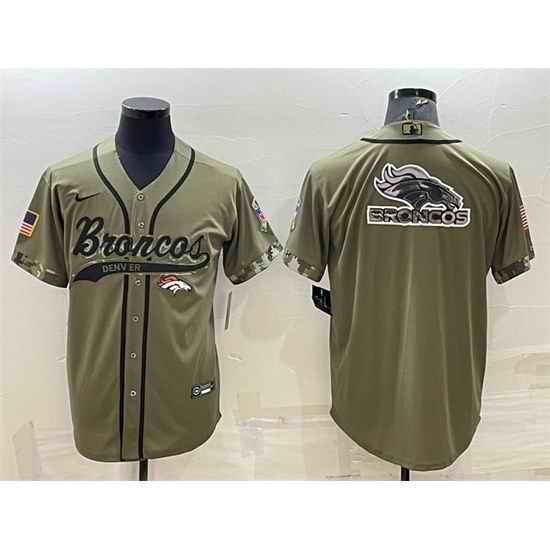 Men Denver Broncos Olive Salute To Service Team Big Logo Cool Base Stitched Baseball Jersey->detroit lions->NFL Jersey