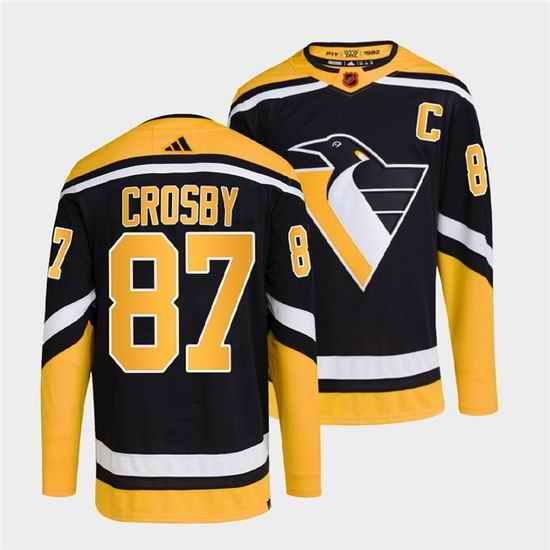 Men Pittsburgh Penguins #87 Sidney Crosby Black 2022 Reverse Retro Stitched Jersey->tampa bay lightning->NHL Jersey