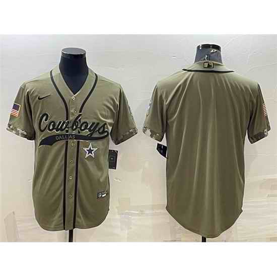 Men Dallas Cowboys Blank Olive Salute To Service Cool Base Stitched Baseball Jersey->denver broncos->NFL Jersey