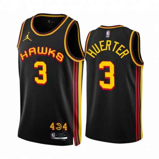 Men's Atlanta Hawks #3 Kevin Huerter 2022-23 Black Statement Edition Stitched Jersey->philadelphia phillies->MLB Jersey