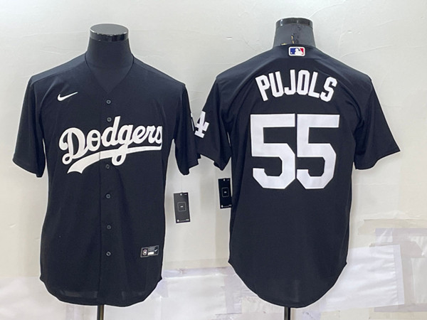 Men's Los Angeles Dodgers #55 Albert Pujols Black Cool Base Stitched Baseball Jersey->los angeles dodgers->MLB Jersey