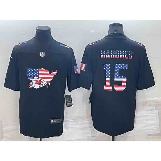 Men Kansas City Chiefs #15 Patrick Mahomes Black USA Flag Limited Stitched Jersey->buffalo bills->NFL Jersey