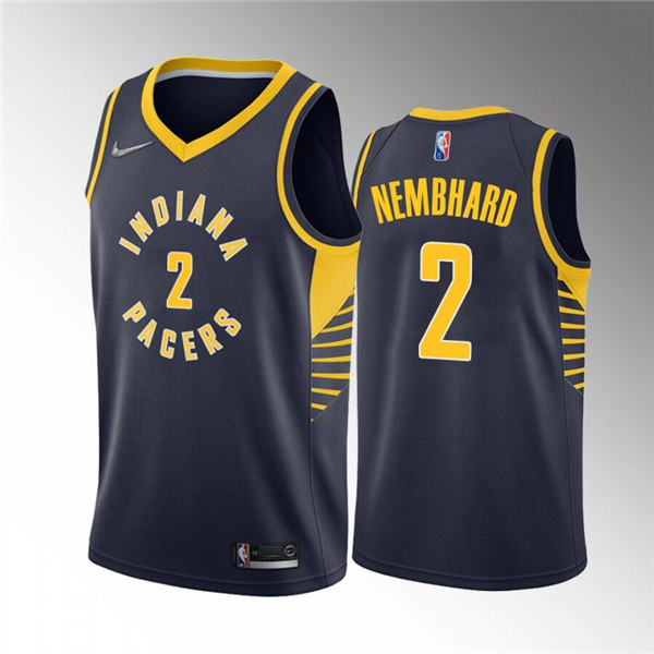 Men's Indiana Pacers #2 Andrew Nembhard Navy Icon Edition 75th Anniversary Stitched Basketball Jersey->los angeles lakers->NBA Jersey