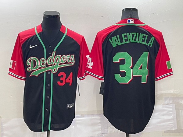 Men's Los Angeles Dodgers #34 Toro Valenzuela Red/Black Cool Base Stitched Baseball Jersey->los angeles dodgers->MLB Jersey