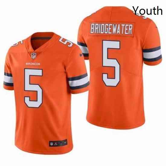 Youth Denver Broncos Teddy Bridgewater Orange Color Rush Jersey->->