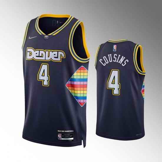 Men Denver Nuggets #4 DeMarcus Cousins Navy 2021 22 City Edition 75th Anniversary Stitched Jersey->golden state warriors->NBA Jersey