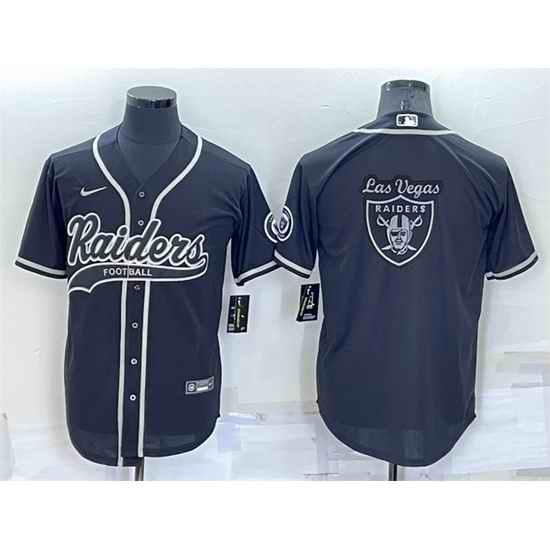 Men Las Vegas Raiders Black Team Big Logo With Patch Cool Base Stitched Baseball Jersey->green bay packers->NFL Jersey