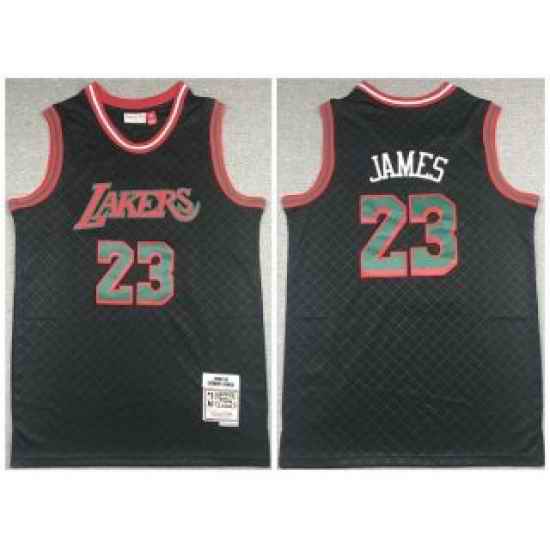 Men Black Los Angeles Lakers 23 LeBron James 2018 #19 Mitchell 26 Ness Hardwood Classics Stitched Jersey->los angeles lakers->NBA Jersey