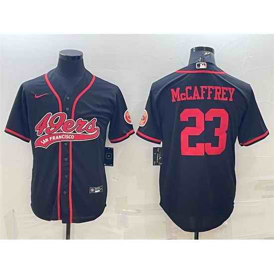 Men San Francisco 49ers #23 Christian McCaffrey Black With Patch Cool Base Stitched Baseball Jersey II->san francisco 49ers->NFL Jersey