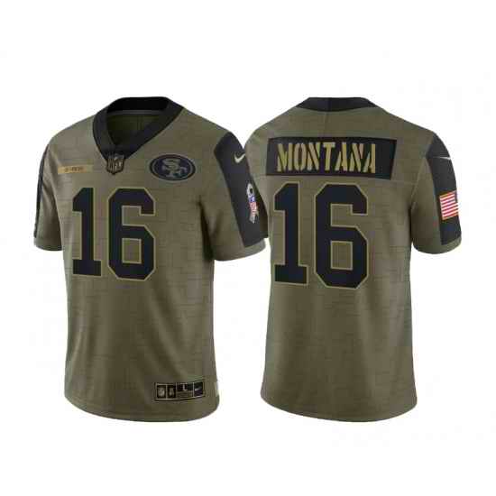 Men's San Francisco 49ers #16 Joe Montana 2021 Salute To Service Limited Jersey->buffalo bills->NFL Jersey