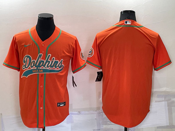Men's Miami Dolphins Blank Orange Cool Base Stitched Baseball Jersey->los angeles rams->NFL Jersey