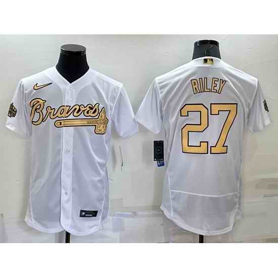 Men Atlanta Braves #27 Austin Riley 2022 All Star White Flex Base Stitched Baseball Jersey->houston astros->MLB Jersey