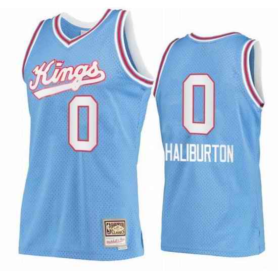 Men Sacramento Kings Tyrese Haliburton #0 blue Hardwood Classic Mitchell Ness NBA Jersey->youth nba jersey->Youth Jersey
