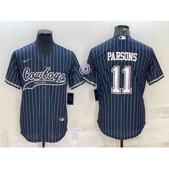 Men Dallas Cowboys #11 Micah Parsons Navy With Patch Cool Base Stitched Baseball Jersey->buffalo bills->NFL Jersey