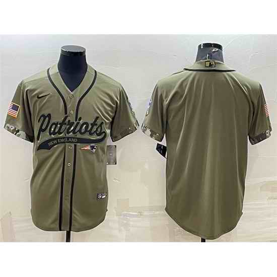 Men New England Patriots Blank Olive Salute To Service Cool Base Stitched Baseball Jersey->new england patriots->NFL Jersey